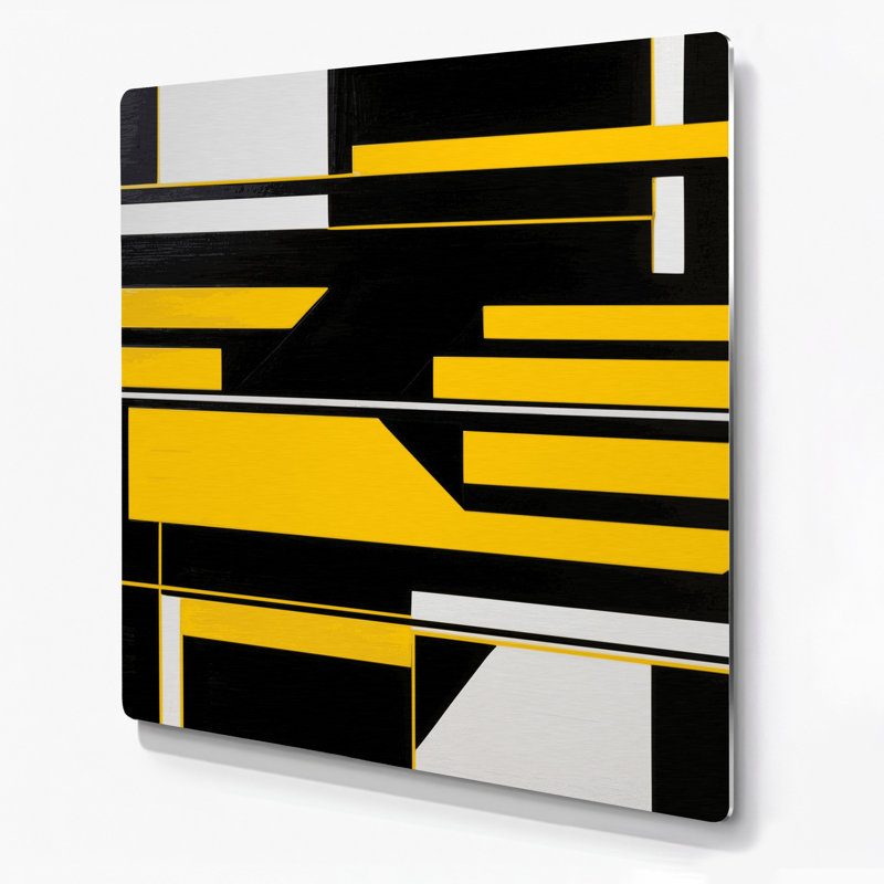 Art mural en métal noir Hard Edge 52, H 16 po x l 16 po