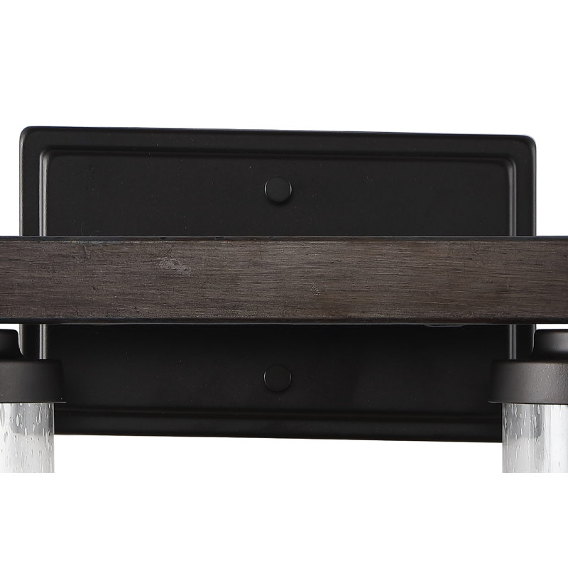 Éclairage pour salle de bain rustique à DEL Borth, Quatre lumières, Noir mat / brun foncé