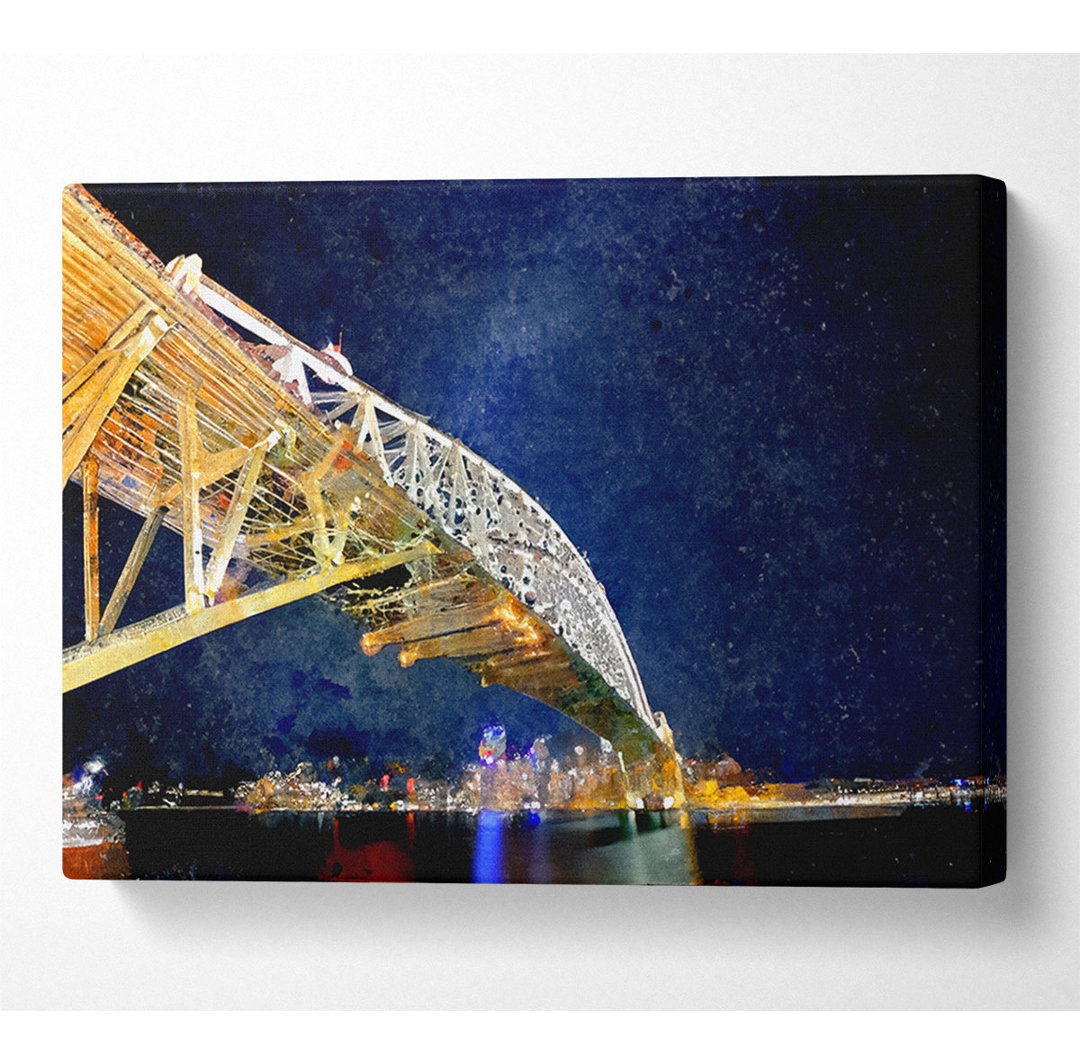 Sydney Bridge Nights - Kunstdrucke auf Segeltuch