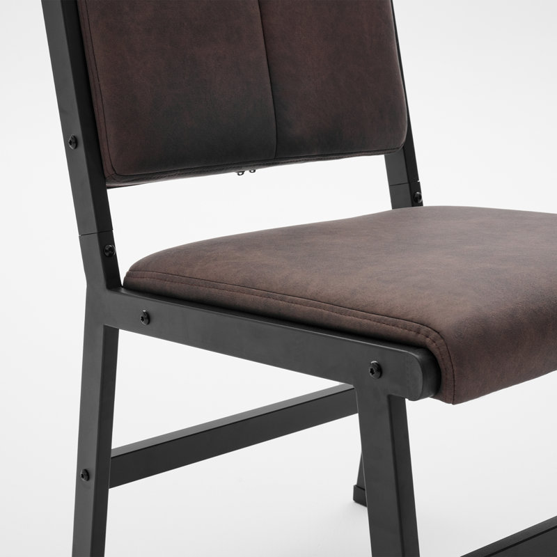 Metal Frame Breathable Synthetic Leather Upholstery Modern Dining Chairs Brown（Set for 6）, Brown, 6
