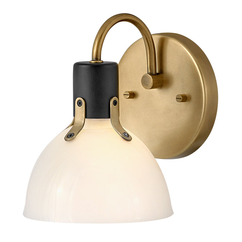 Argo 1-Light Bath Vanity w/ Cased Opal Glass, Heritage Brass