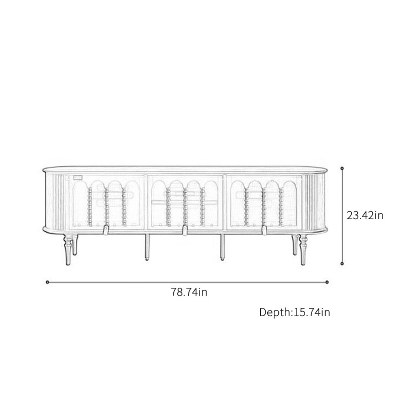 Meuble télé en bois massif rétro, Noir / brun, 78.74"