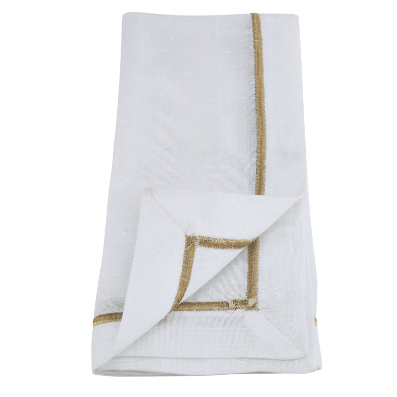 Odelle Polyester No Pattern Square Napkin, Gold