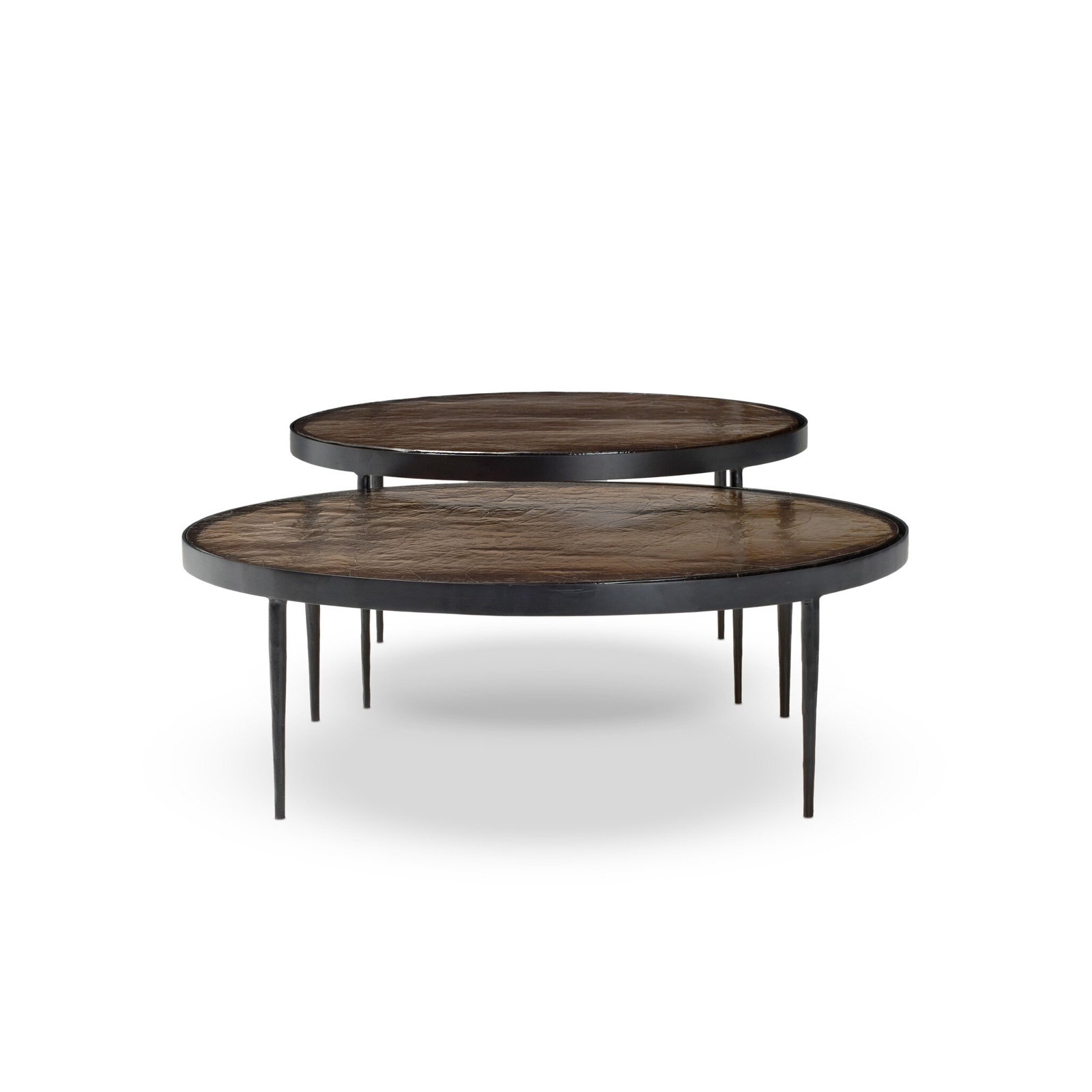Abelina Nesting Set Of 2, Smoked Brown Cast Glass