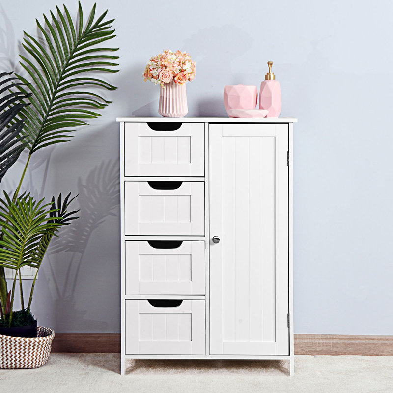 Armoire de rangement pour salle de bain, armoire de plancher avec tablette réglable et tiroirs, armoire d'entrée