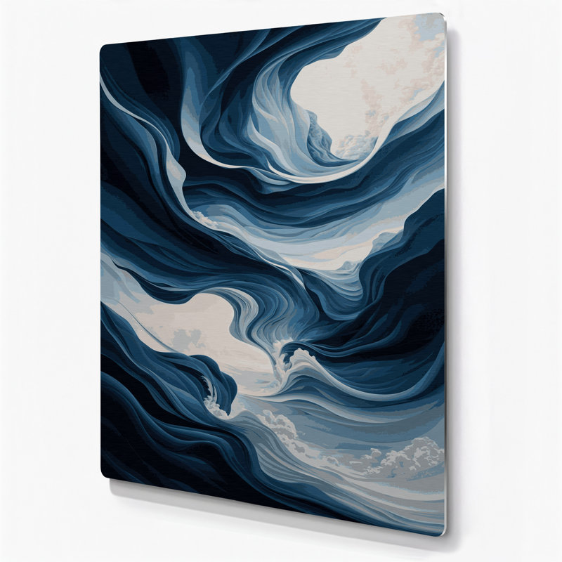 Paysage abstrait 25, art mural gris en métal, H 8 po x l 10 po