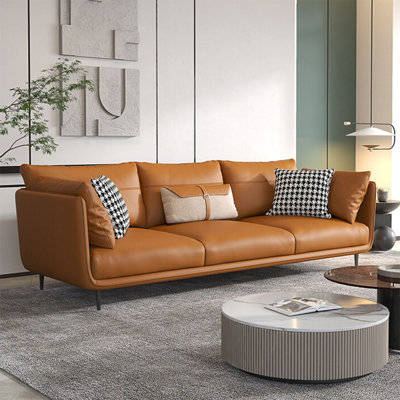 Orange Genuine Leather Standard Sofa cushion Loveseat