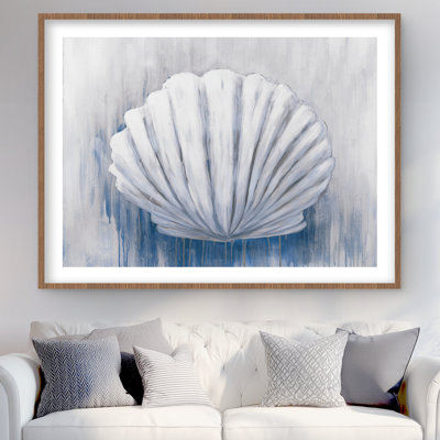 Blue Feston Shell - Classic Blue Sea Framed Matted Print