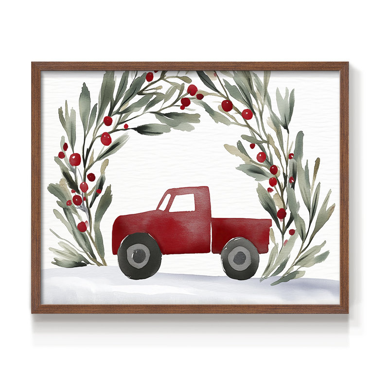 Art de Noël - DCXLV - Reproduction encadrée - Restickable, H 22 po x l 28 po, Noyer