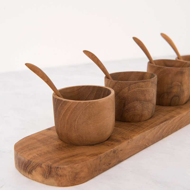 Loon Peak® Brunell Teak Condiment Server