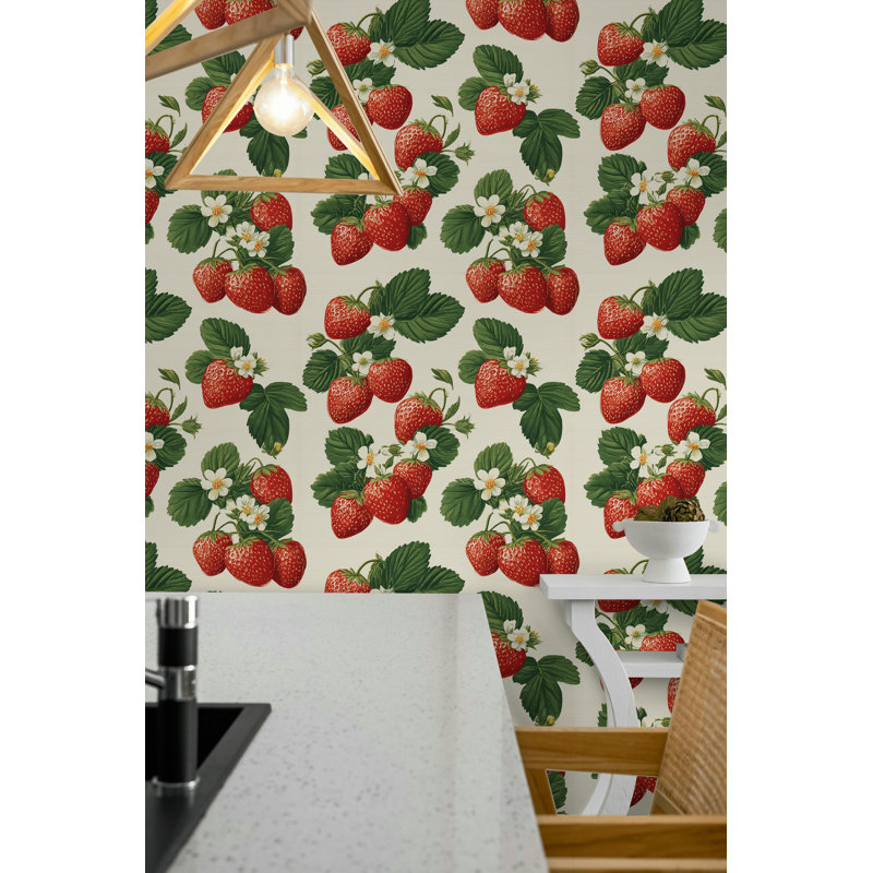 Décoration murale amovible à motif de fraises, peler et coller