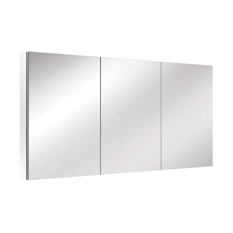 Armoire à pharmacie encastrée ou à fixation en surface à 3 portes avec miroir et 6 tablettes réglables