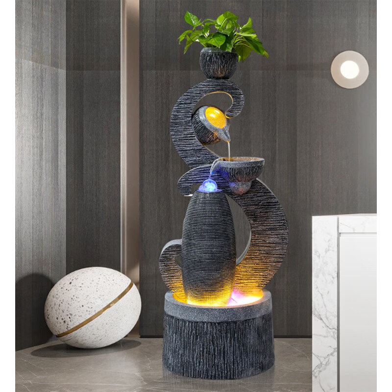 Ornement de fontaine artistique en résine de luxe de style européen, H 40,35 po x l 15,75 po x P 14,57 po