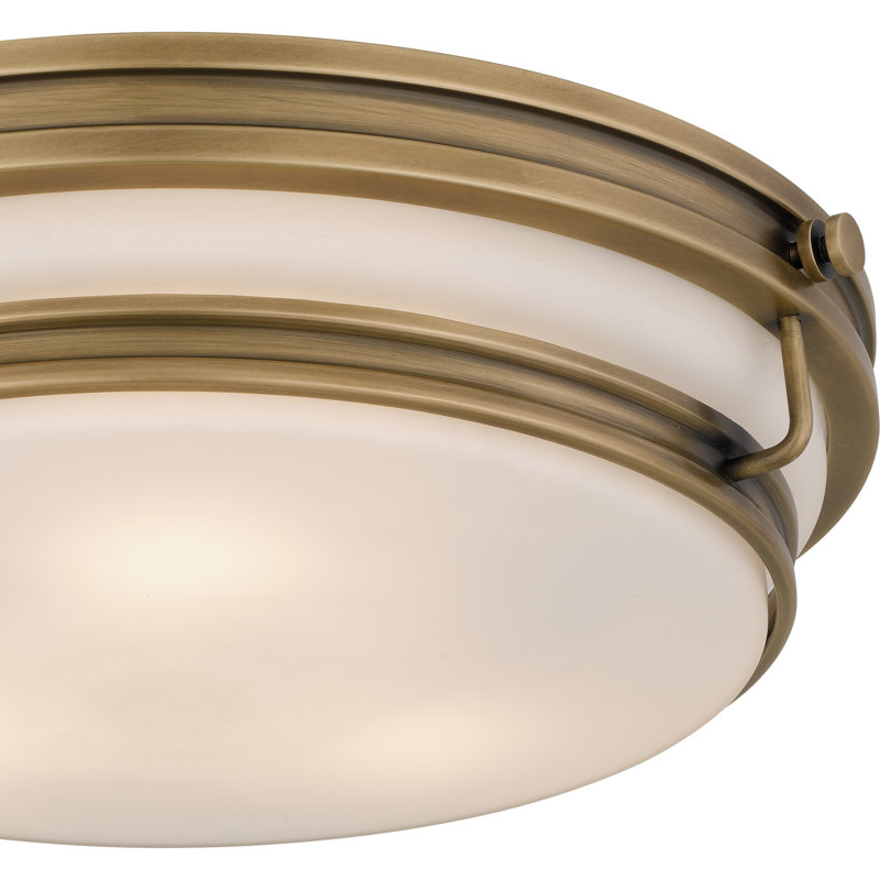 Grafton 3-Light Weathered Flush Mount, Brass