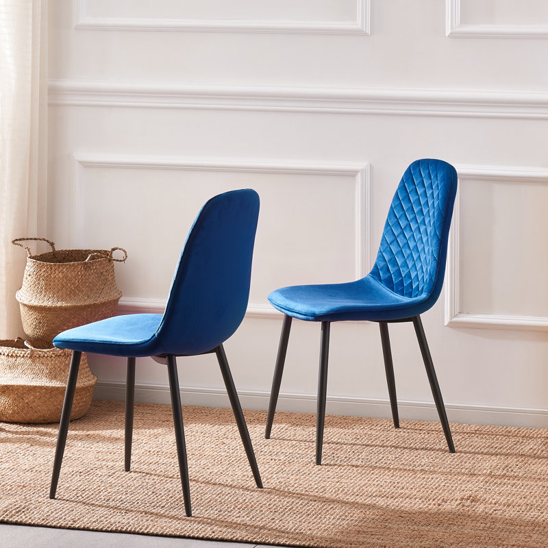 150cm Marble Effect Dining Table Set With 4 Quilted Velvet Chairs, Blue