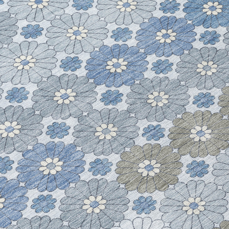 Braeyn Blue Washable Indoor-Outdoor Rug - LOOMLAN, 8' x 8'