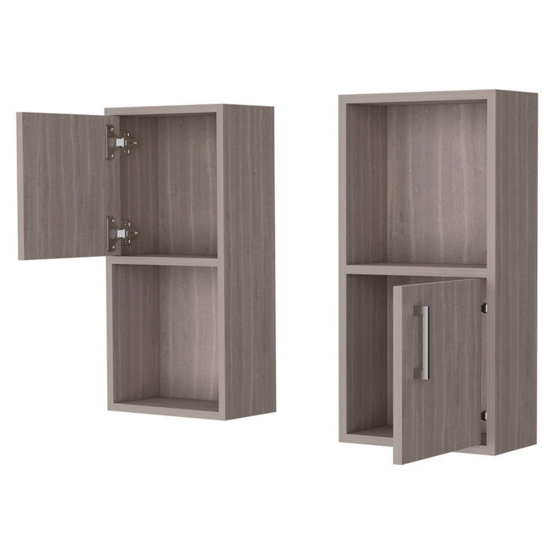 White Oak 2 Bathroom Medicine Cabinets With Open Shelf, White Oak