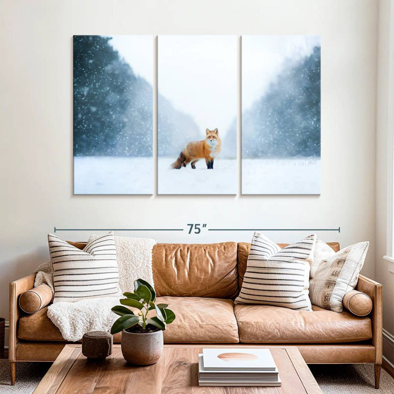 Red Fox In The Snow, 24" H x 38" W