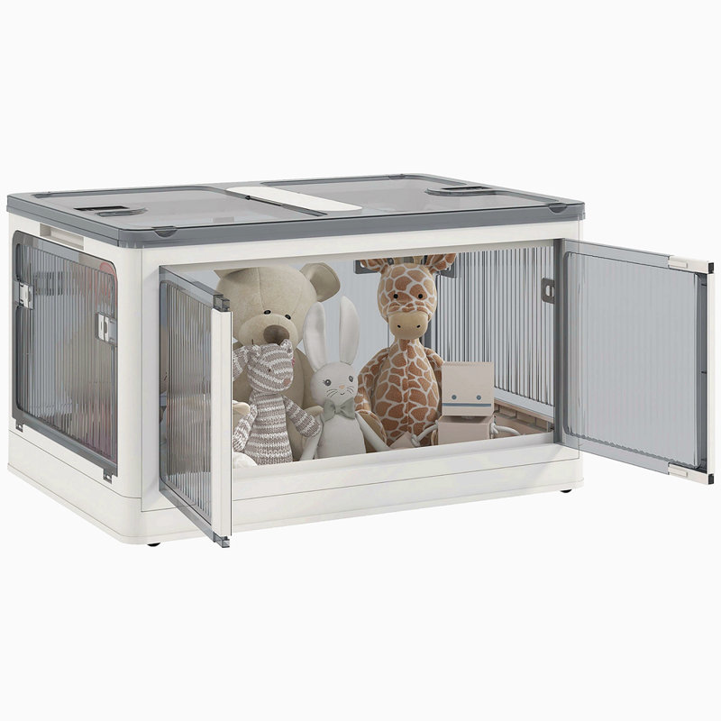 Stackable Storage Bins With Lids, Wheels, And Collapsible, White