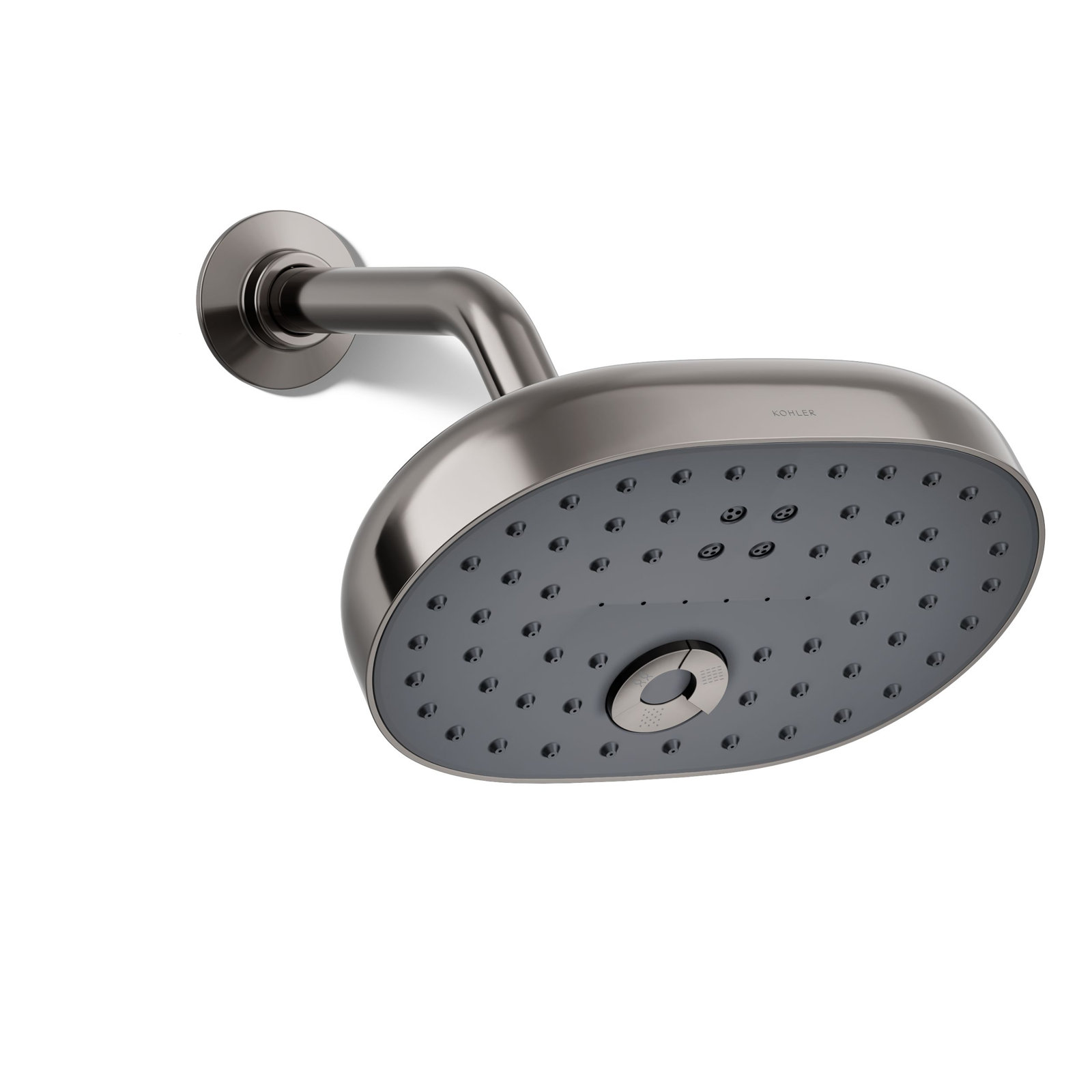 Statement Oval Multifunction Showerhead, Vibrant Titanium