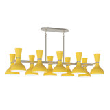 Clare Chandelier - 10-Light - Modern Brass - Baby Blue
