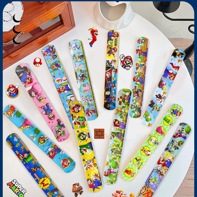 Super Mario Slap Bracelets, 40pcs Super Mario Bracelets and 50pcs Super Mario Stickers