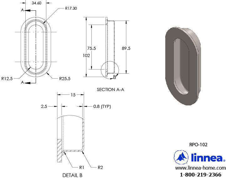 Flush Pull Plate, Satin Bronze