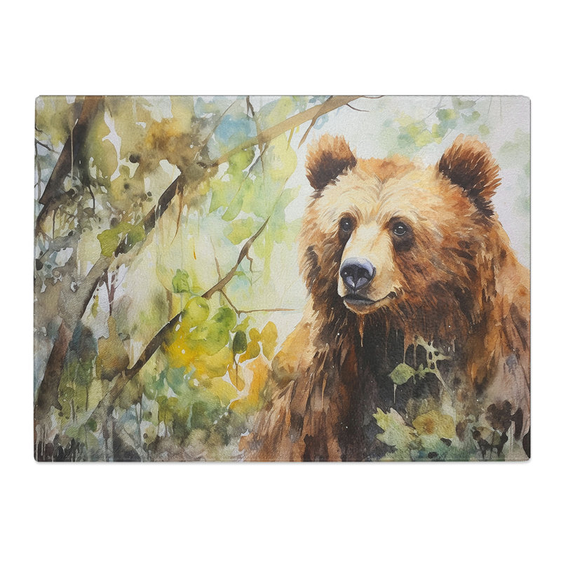 Bear Watercolour  Glass Chopping Board