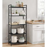 5-Tier Metal Storage Rack, Shelving Unit With X Side Frames, Dense Mesh