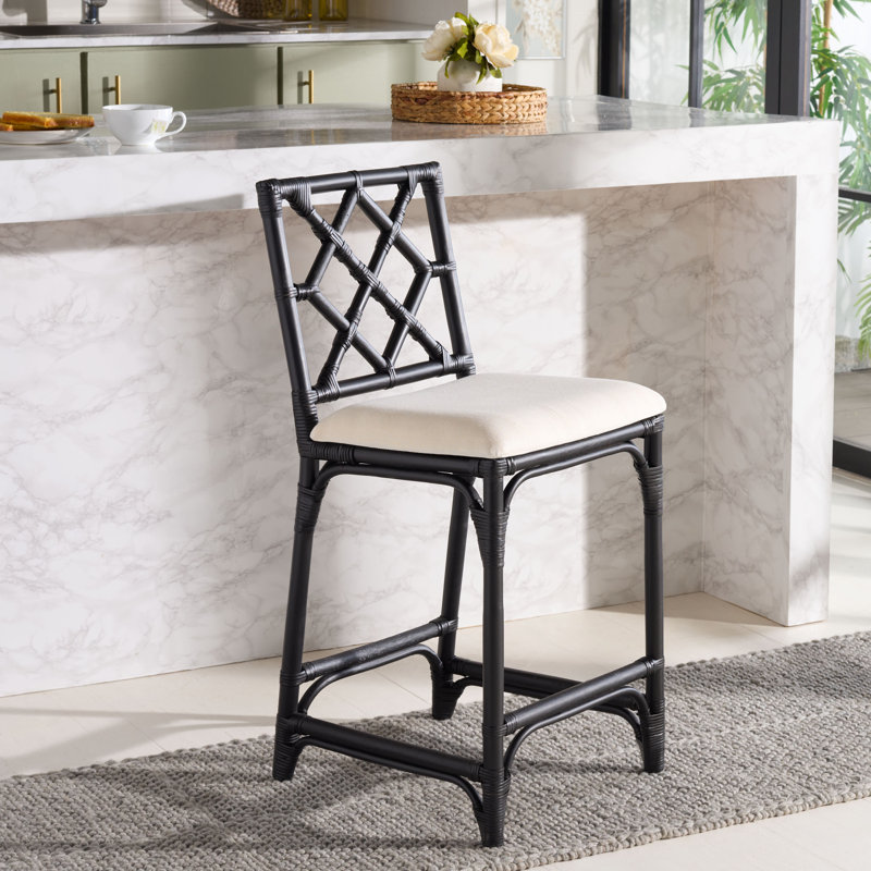 Tabouret de bar avec coussin Bhumi, Noir