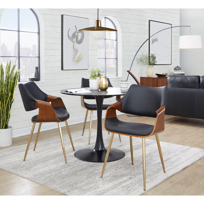 Chaises de salle à manger contemporaines avec similicuir rembourré et pieds en métal - ensemble de 2