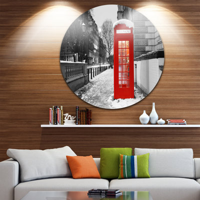 Red London Telephone Booth - Unframed Photograph on Metal