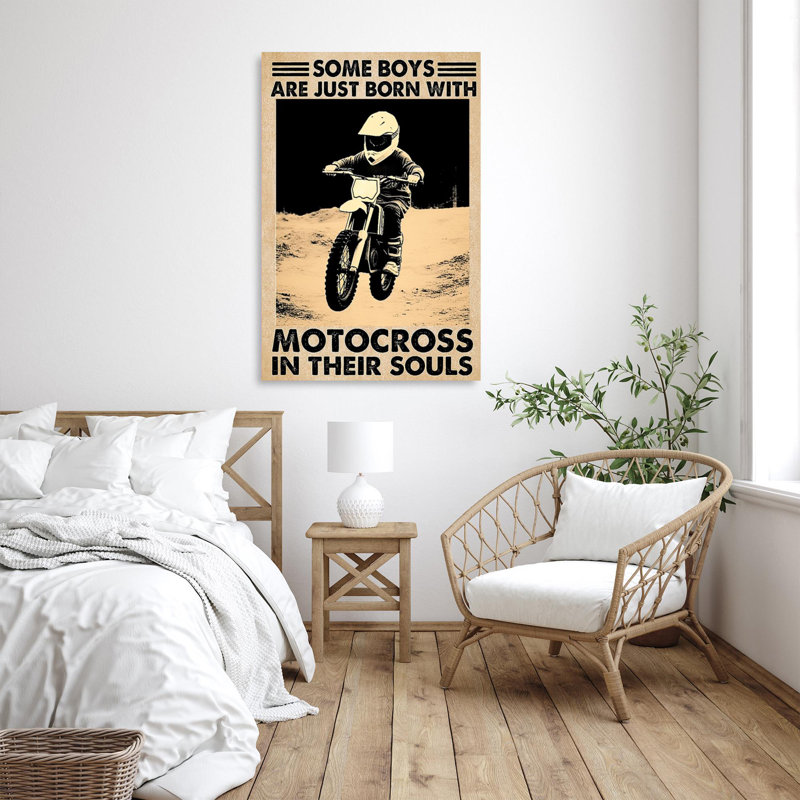 «Some Boy Are Just Born With Motocross», reproduction d'art graphique sur toile tendue, H 36 po x l 24 po x P 1,25 po