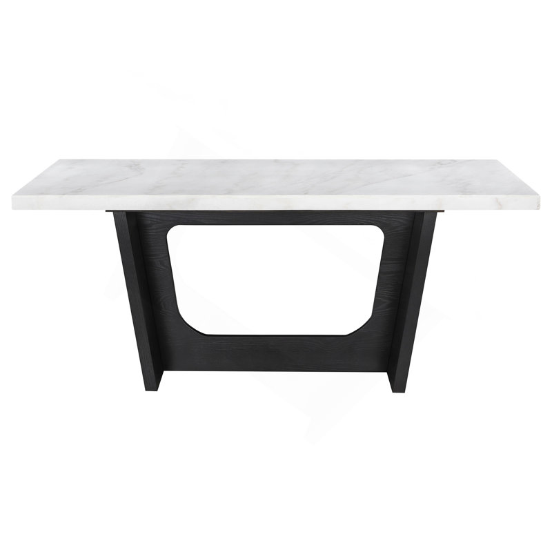 Maroney Rustic Espresso Marble Top Dining Table