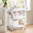 3 Tier Rolling Cart with DIY Hanging Board, Metal Rolling Utility Cart with Wheels Handles Baskets Hooks, Rolling Storage Cart-122550285