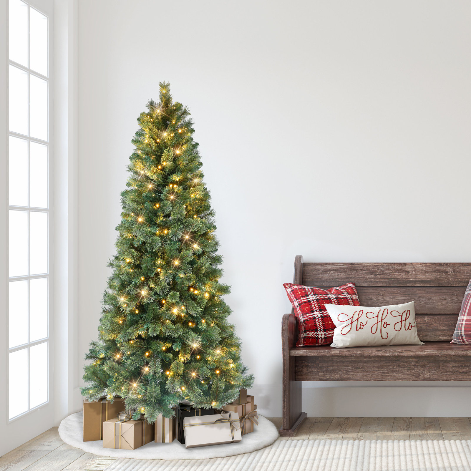 72' Artificial Pine Christmas Tree with Color & Clear Lights