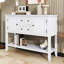 Grande console de rangement rétro Cambridge Series avec quatre petits tiroirs et une tablette inférieure pour un usage domestique polyvalent-1612463632