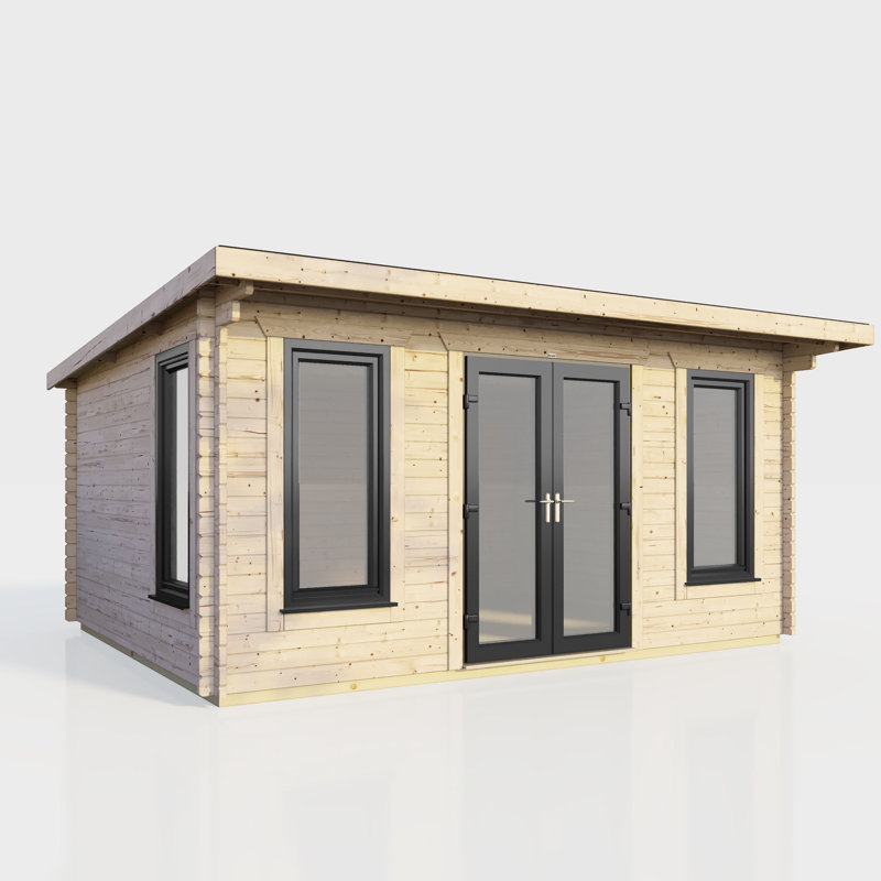 Powersheds 16 x 10ft Pent Log Cabin, Doors Central - 44mm