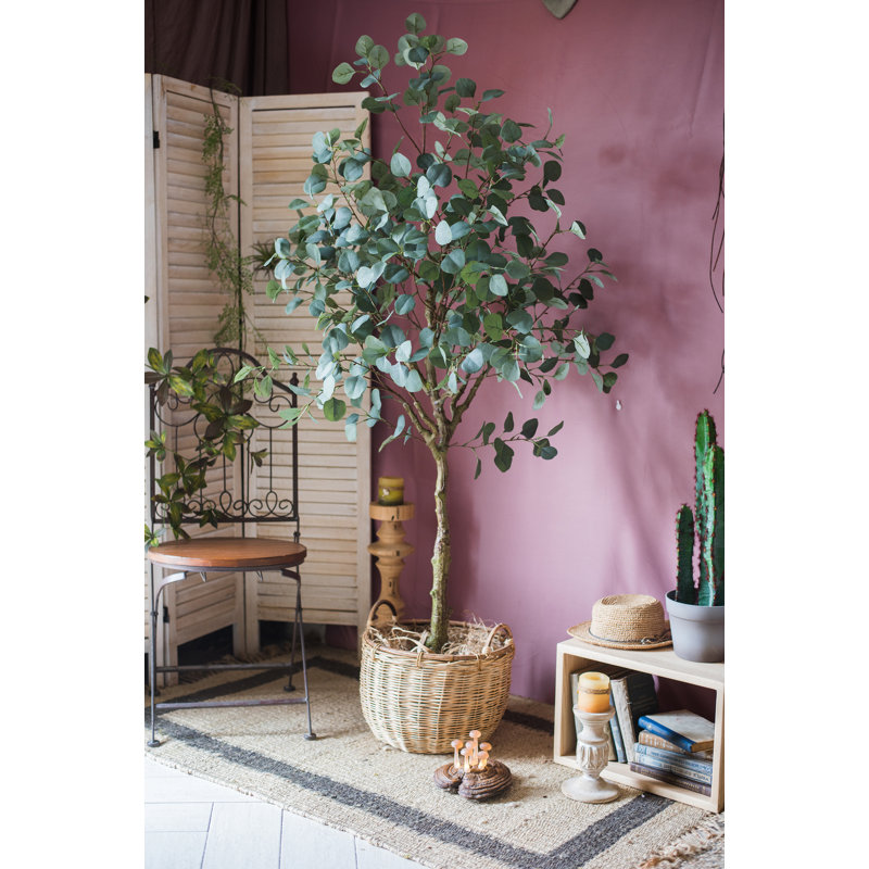 Faux Eucalyptus Tree in Pot Liner, 5.1" H x 31.5" W x 5.9" D