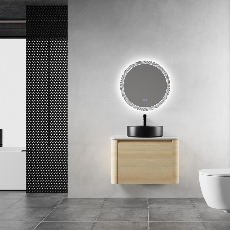 Meuble-lavabo mural avec lavabo en céramique, Noir