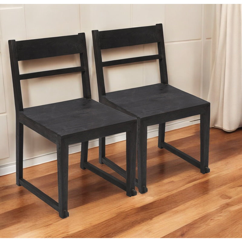 Ensemble de deux chaises d'appoint à dossier échelle gris foncé, Grey