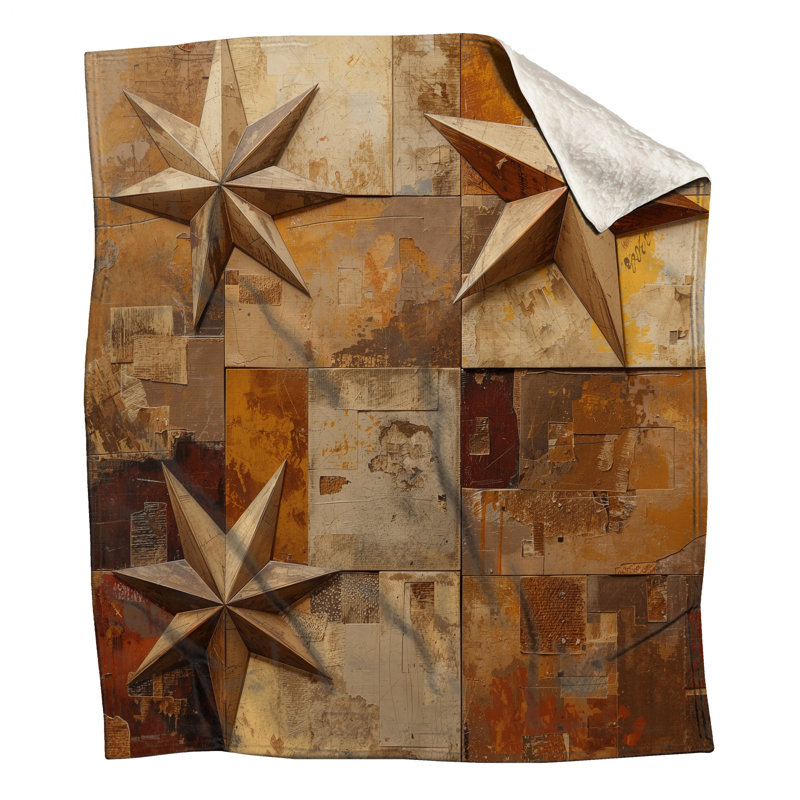 Rustic Star Collage Blankets, 60in W x 80in H