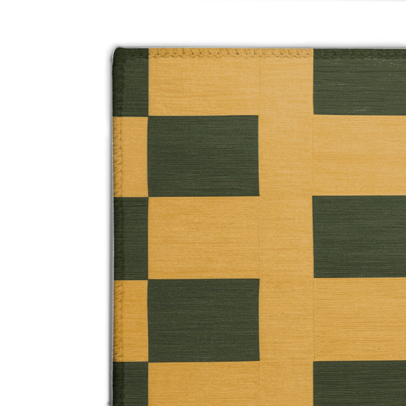 Tapis d'intérieur et d'extérieur à carreaux vert, Rectangulaire 2 pi x 3 pi