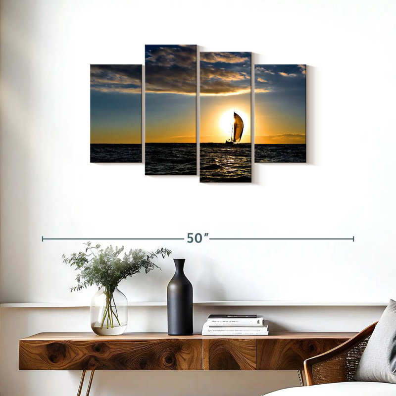 Sailboat Sunrise, H 22 po x l 36 po