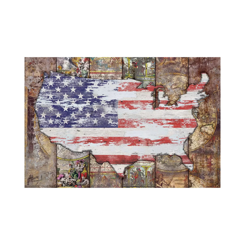 USA Map Flag by Diego Tirigall - Wrapped Canvas Gallery-Wrapped Canvas Giclée, 101.6 cm H x 66.04 cm W x 3.175 cm D