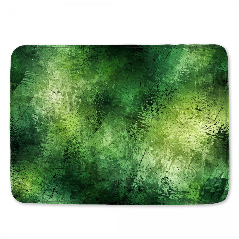 Tapis de bain vert à texture abstraite, L 34 po x L 21 po