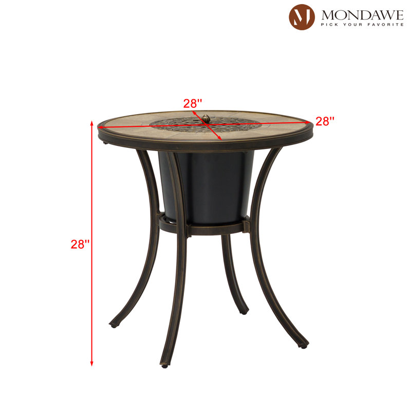 Round Metal Outdoor Dining Table , 28'' in. W 28'' in. D