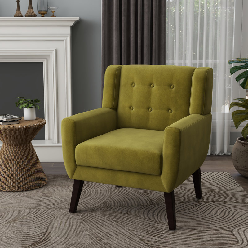 Stephanny Upholstered Armchair, Green Velvet