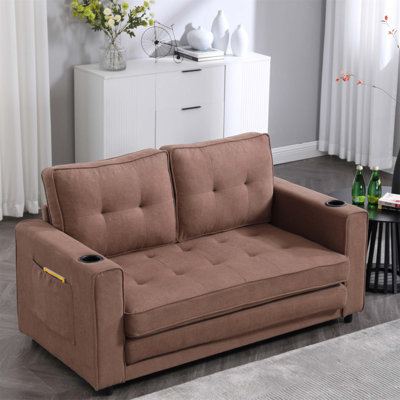 Canapé-lit futon convertible 3-en-1 avec causeuse pliable et canapé-lit escamotable, idéal pour économiser de l'espace et une vie multifonctionnelle.