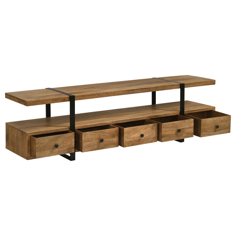 Jaron 5-drawer Mango Wood 70-inch TV Stand Media Console Brown